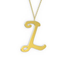 L Harf Kolye - 18 ayar altın kolye (40 cm altın rolo zincir) #1o1yyp4