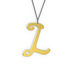 L Harf Kolye - 18 ayar altın kolye (40 cm gümüş rolo zincir) #rcqg5a