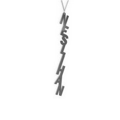 Alt Alta Yazılı İsim Kolye - 925 ayar siyah rodyum kaplama gümüş kolye (8 karakterli comic-sans, 40 cm beyaz altın rolo zincir) #15ycyyn
