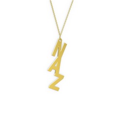 Alt Alta Yazılı İsim Kolye - 8 ayar altın kolye (3 karakterli comic-sans, 40 cm gümüş rolo zincir) #2kpncu