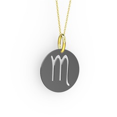 Akrep Burç Kolye - 925 ayar siyah rodyum kaplama gümüş kolye (40 cm altın rolo zincir) #16ymrsd