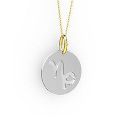 Oğlak Burç Kolye - 8 ayar beyaz altın kolye (40 cm gümüş rolo zincir) #12b1ace