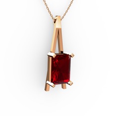 Şovale Kolye - Garnet 925 ayar rose altın kaplama gümüş kolye (40 cm rose altın rolo zincir) #1nzq0xr