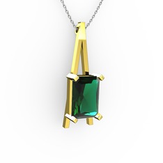 Şovale Kolye - Yeşil kuvars 8 ayar altın kolye (40 cm gümüş rolo zincir) #fkyur2