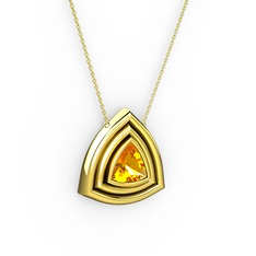 Pralia Kolye - Sitrin 18 ayar altın kolye (40 cm altın rolo zincir) #1a0x4bh