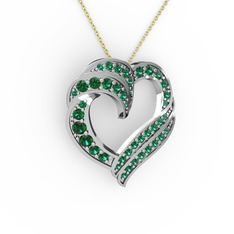 Kalp Kolye - Yeşil kuvars 925 ayar gümüş kolye (40 cm altın rolo zincir) #1klonen