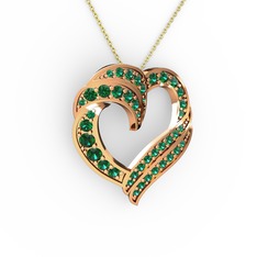 Kalp Kolye - Yeşil kuvars 8 ayar rose altın kolye (40 cm altın rolo zincir) #1w1caxd