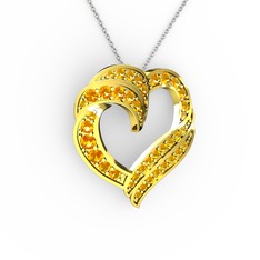 Kalp Kolye - Sitrin 14 ayar altın kolye (40 cm gümüş rolo zincir) #i6ausy