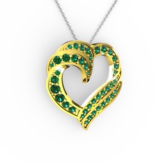 Kalp Kolye - Yeşil kuvars 18 ayar altın kolye (40 cm beyaz altın rolo zincir) #zfj00i