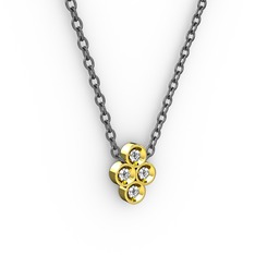 Pırlanta Tohum Kolye - Pırlanta 14 ayar altın kolye (0.044 karat, 40 cm gümüş rolo zincir) #10ite2l