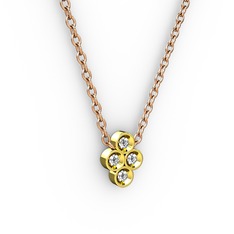 Pırlanta Tohum Kolye - Pırlanta 925 ayar altın kaplama gümüş kolye (0.044 karat, 40 cm rose altın rolo zincir) #1ev8yg7