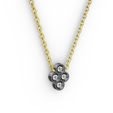 Pırlanta Tohum Kolye - Pırlanta 925 ayar siyah rodyum kaplama gümüş kolye (0.044 karat, 40 cm altın rolo zincir) #oxaorq