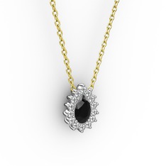 Pırlanta Katre Kolye - Pırlanta ve siyah zirkon 925 ayar gümüş kolye (0.1232 karat, 40 cm altın rolo zincir) #gq9qcn