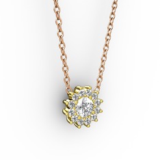 Pırlanta Çiçek Kolye - Pırlanta 8 ayar altın kolye (0.2156 karat, 40 cm gümüş rolo zincir) #9zq7cp