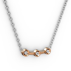 Minna Kolye - Pırlanta 18 ayar rose altın kolye (0.033 karat, 40 cm beyaz altın rolo zincir) #391of6