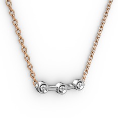 Minna Kolye - Elmas 18 ayar beyaz altın kolye (0.033 karat, 40 cm rose altın rolo zincir) #5ktivy