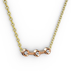 Minna Kolye - Pırlanta 14 ayar rose altın kolye (0.033 karat, 40 cm gümüş rolo zincir) #ip34uq
