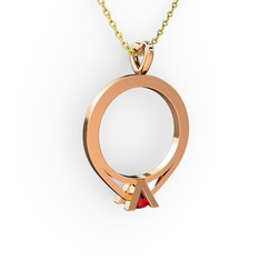 Tektaş Kolye - Garnet 18 ayar rose altın kolye (40 cm altın rolo zincir) #1qikdbk