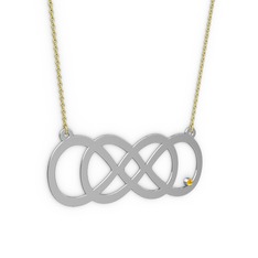 Taşlı Eternity Kolye - Sitrin 18 ayar beyaz altın kolye (40 cm altın rolo zincir) #l1fl44