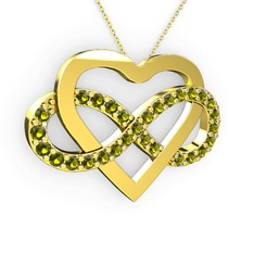 Kalpli Sonsuzluk Kolye - Peridot 8 ayar altın kolye (40 cm altın rolo zincir) #1aigv5y