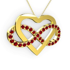 Kalpli Sonsuzluk Kolye - Garnet 14 ayar altın kolye (40 cm altın rolo zincir) #1bymwdb