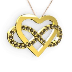 Kalpli Sonsuzluk Kolye - Dumanlı kuvars 8 ayar altın kolye (40 cm gümüş rolo zincir) #1im4l40