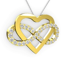 Kalpli Sonsuzluk Kolye - Pırlanta 8 ayar altın kolye (0.319 karat, 40 cm beyaz altın rolo zincir) #1je9ygu