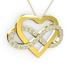 Kalpli Sonsuzluk Kolye - Beyaz zirkon 14 ayar altın kolye (40 cm altın rolo zincir) #1qv8x2y