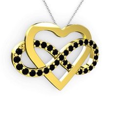 Kalpli Sonsuzluk Kolye - Siyah zirkon 18 ayar altın kolye (40 cm beyaz altın rolo zincir) #1t49bbt