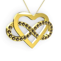 Kalpli Sonsuzluk Kolye - Dumanlı kuvars 18 ayar altın kolye (40 cm altın rolo zincir) #ezsuia