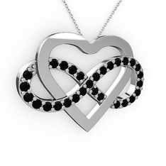 Kalpli Sonsuzluk Kolye - Siyah zirkon 925 ayar gümüş kolye (40 cm gümüş rolo zincir) #g6tntp