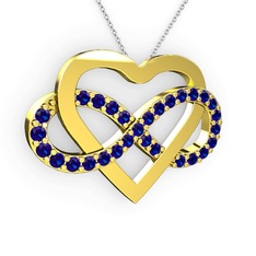 Kalpli Sonsuzluk Kolye - Lab safir 8 ayar altın kolye (40 cm beyaz altın rolo zincir) #nccir5
