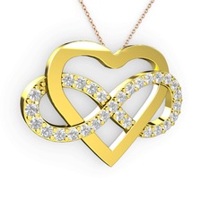 Kalpli Sonsuzluk Kolye - Swarovski 8 ayar altın kolye (40 cm gümüş rolo zincir) #oxiis6