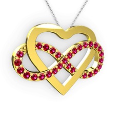Kalpli Sonsuzluk Kolye - Rodolit garnet 8 ayar altın kolye (40 cm beyaz altın rolo zincir) #ppg2w4