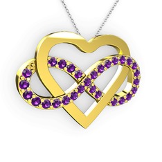 Kalpli Sonsuzluk Kolye - Ametist 18 ayar altın kolye (40 cm beyaz altın rolo zincir) #qt91ms