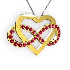 Kalpli Sonsuzluk Kolye - Rodolit garnet 8 ayar altın kolye (40 cm gümüş rolo zincir) #u9p8to