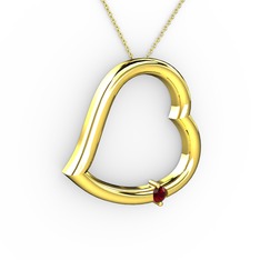 Kalpli Tektaş Kolye - Garnet 925 ayar altın kaplama gümüş kolye (40 cm altın rolo zincir) #7ru26j
