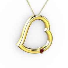 Kalpli Tektaş Kolye - Kök yakut 925 ayar altın kaplama gümüş kolye (40 cm altın rolo zincir) #o3e8go