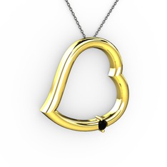 Kalpli Tektaş Kolye - Siyah zirkon 18 ayar altın kolye (40 cm gümüş rolo zincir) #tsoto0