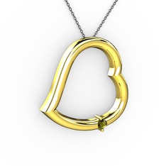 Kalpli Tektaş Kolye - Peridot 18 ayar altın kolye (40 cm gümüş rolo zincir) #vusxm3