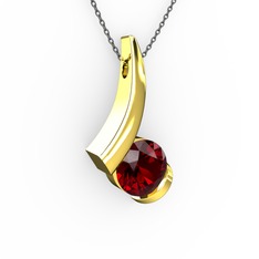 Garnet 14 ayar altın kolye (40 cm gümüş rolo zincir)