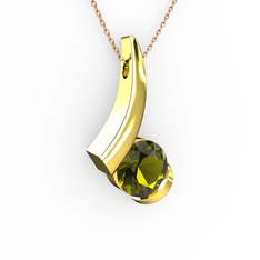 Peridot 18 ayar altın kolye (40 cm rose altın rolo zincir)
