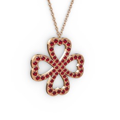 Garnet 18 ayar rose altın kolye (40 cm rose altın rolo zincir)