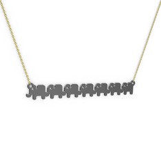 Yedi Fil Kolye - 925 ayar siyah rodyum kaplama gümüş kolye (40 cm altın rolo zincir) #14riepg