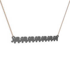 Yedi Fil Kolye - 925 ayar siyah rodyum kaplama gümüş kolye (40 cm rose altın rolo zincir) #y9yl6p