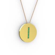 I Baş Harf Kolye - Yeşil kuvars 14 ayar altın kolye (40 cm rose altın rolo zincir) #a82bvy