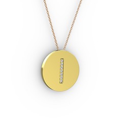 I Baş Harf Kolye - Pırlanta 18 ayar altın kolye (0.0616 karat, 40 cm rose altın rolo zincir) #hyqwk8