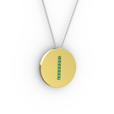 I Baş Harf Kolye - Yeşil kuvars 8 ayar altın kolye (40 cm gümüş rolo zincir) #iuehpw