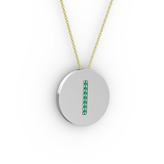 I Baş Harf Kolye - Yeşil kuvars 925 ayar gümüş kolye (40 cm altın rolo zincir) #lmepzx