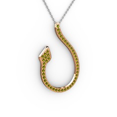 Yılan Kolye - Peridot 18 ayar rose altın kolye (40 cm beyaz altın rolo zincir) #15bvv9a